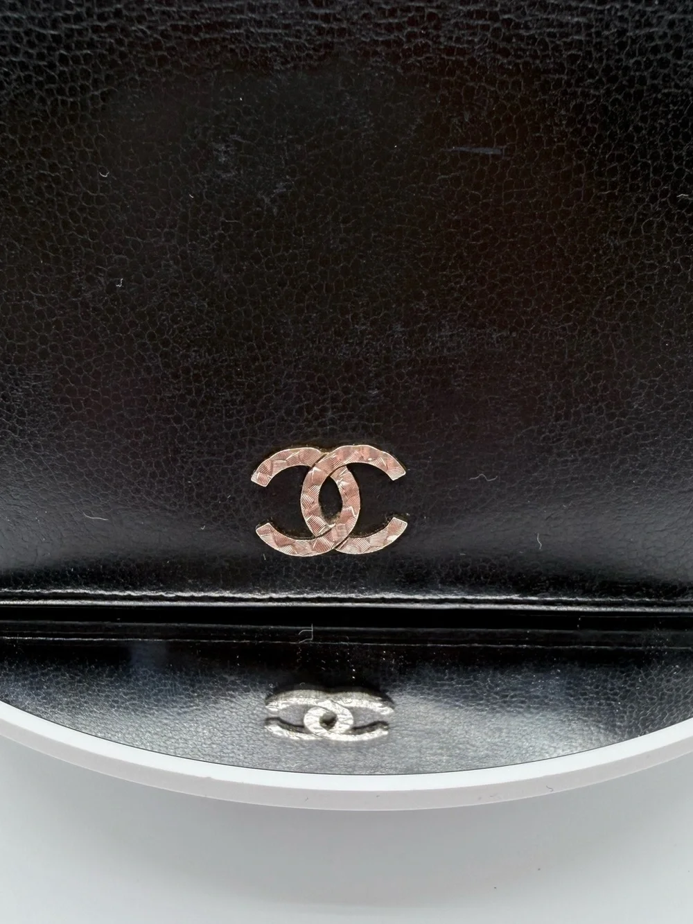 CHANEL Black Caviar Leather Chain Wallet Crossbody